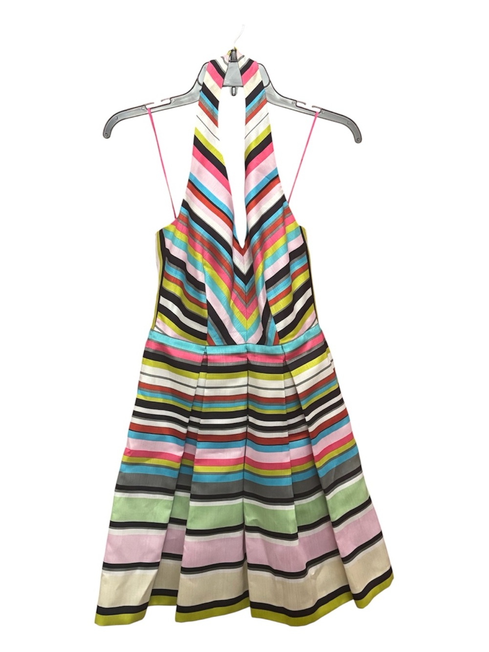 Taylor Colorful Striped Halter Fit & Flare Dress - Multi